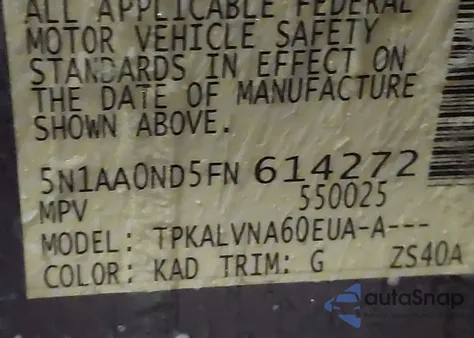 2015 Nissan Armada Sl from USA, damaged, VIN 5N1AA0ND5FN614272